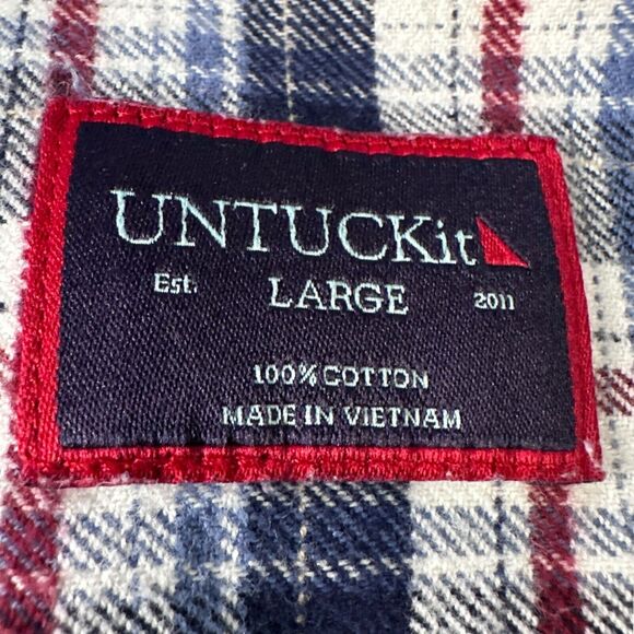 Untuckit Flannel Shirt Men’s Large Multicolor Plaid Cotton Button-Up Long Sleeve - Picture 5 of 8